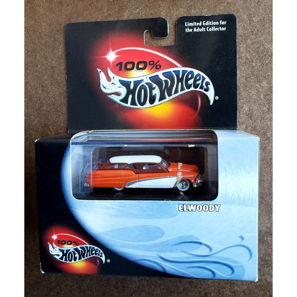 VTG. 2002 100% HOT WHEELS ELWOODY '50's BUICK WOODY Orange & White #3/32 1:64 WW